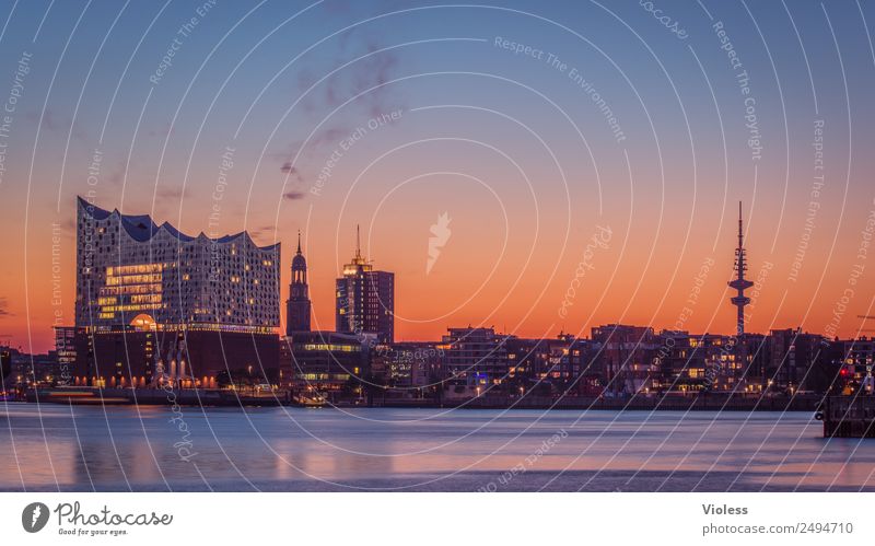 Schönste Stadt Skyline XIV Hafenstadt Bauwerk Gebäude Sehenswürdigkeit Wahrzeichen Denkmal glänzend außergewöhnlich Coolness fantastisch maritim Hamburg