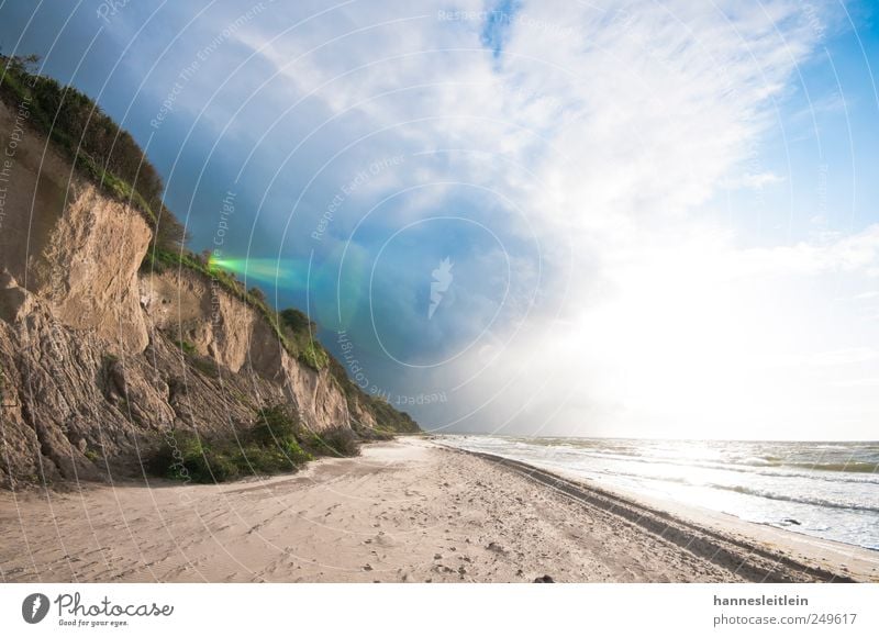 Steilküste Ferien & Urlaub & Reisen Tourismus Ausflug Abenteuer Ferne Sommer Sonne Strand Meer Wellen Umwelt Natur Landschaft Wolken Horizont Wind Regen Küste