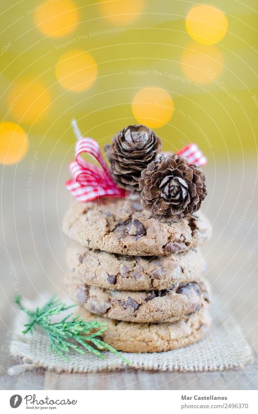 Schokoladenplätzchen und Weihnachtsdekoration Süßwaren Winter Dekoration & Verzierung Tisch Feste & Feiern Weihnachten & Advent leuchten schreiben verkaufen