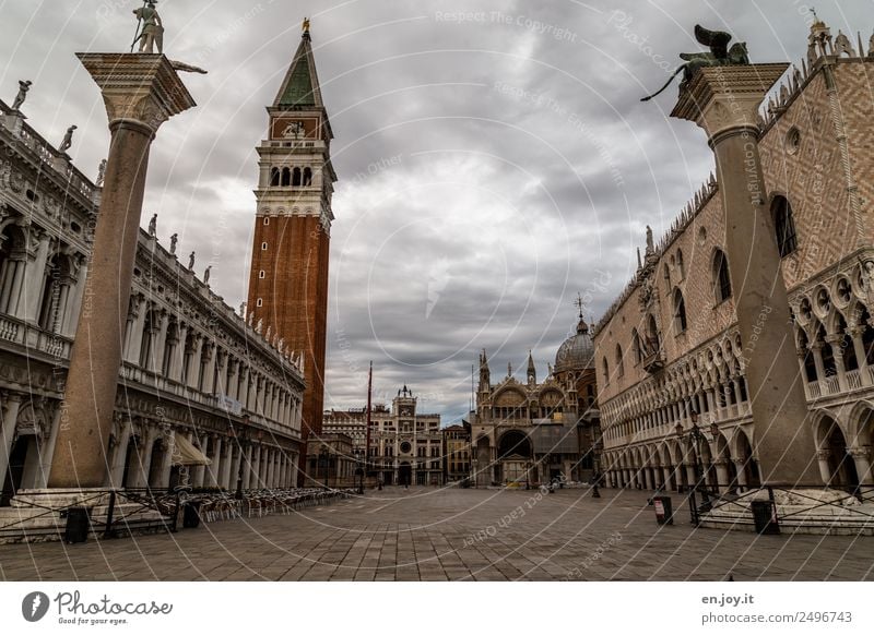 Piazetta San Marco Ferien & Urlaub & Reisen Sightseeing Städtereise Sommerurlaub Gewitterwolken Venedig Italien Europa Stadt Stadtzentrum Altstadt Menschenleer