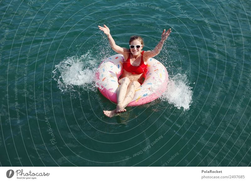 #A# Sommersee Kunst ästhetisch Sommerurlaub sommerlich Sommertag Sommerfest spritzen Frau Junge Frau Schwimmhilfe Schwimmen & Baden Unsinn Wärme kühlen Freude