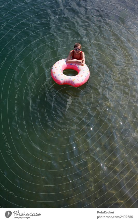 #A# Sommer-Donut Kunst Kunstwerk ästhetisch Sommerurlaub sommerlich Sommertag Ferien & Urlaub & Reisen Krapfen Schwimmen & Baden Schwimmhilfe Frau Junge Frau