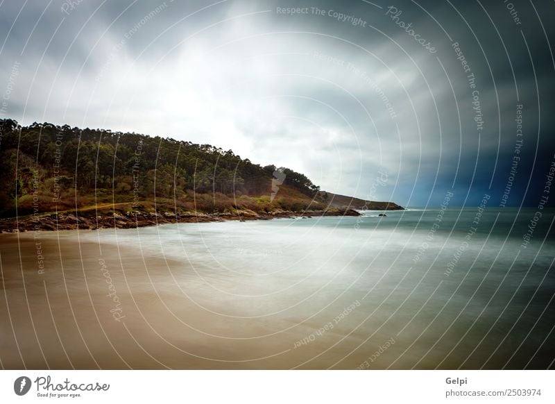 Schöne Meereslandschaft an einem bewölkten Tag schön Ferien & Urlaub & Reisen Sommer Sonne Strand Natur Landschaft Himmel Wolken Horizont Wetter Felsen Küste