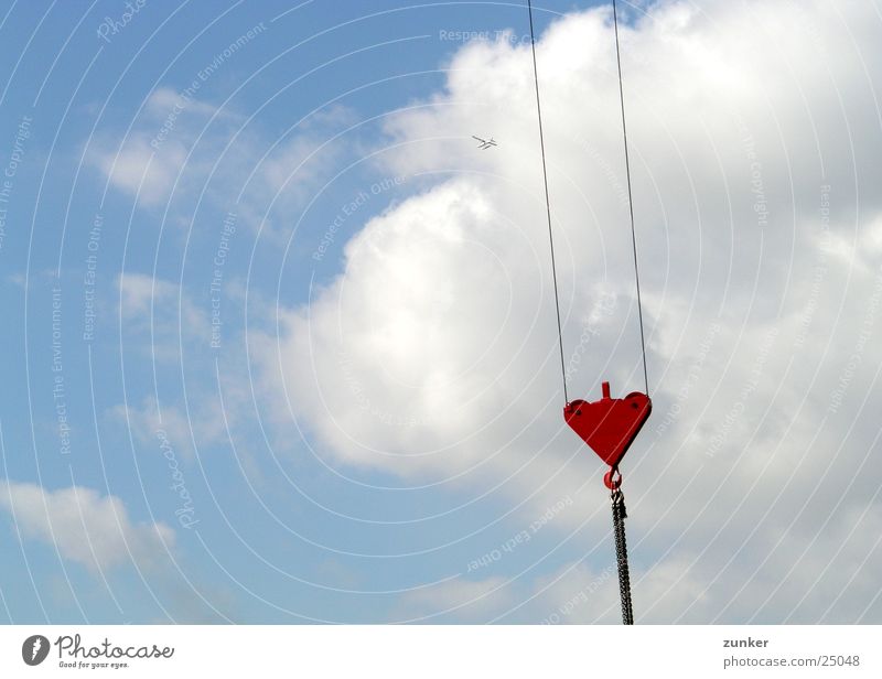 Wasserflugzeug Wolken Kran heben Himmel blau Kette Seil