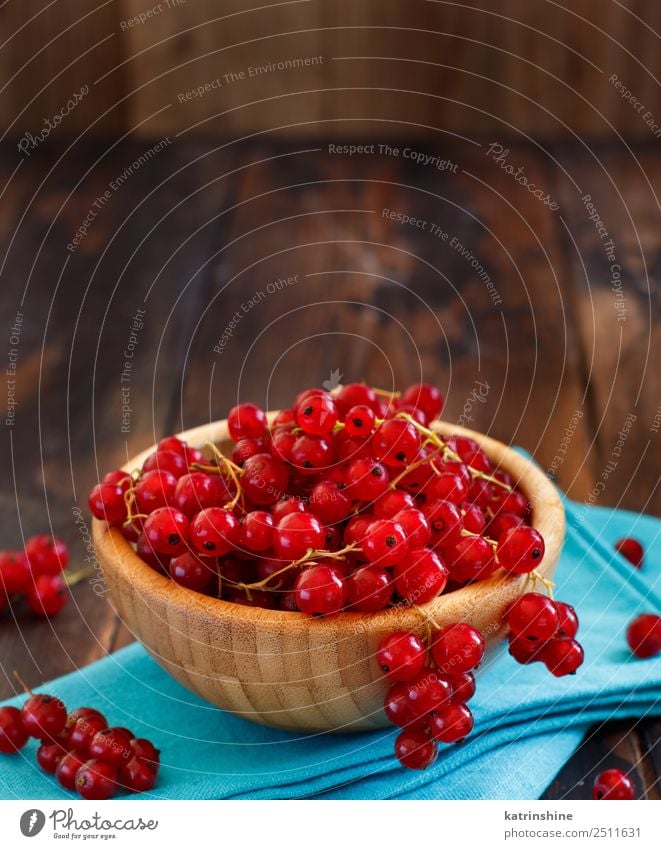 Reife rote Johannisbeeren in einer Schüssel Frucht Vegetarische Ernährung Schalen & Schüsseln Sommer Garten Holz frisch lecker natürlich blau weiß Hintergrund