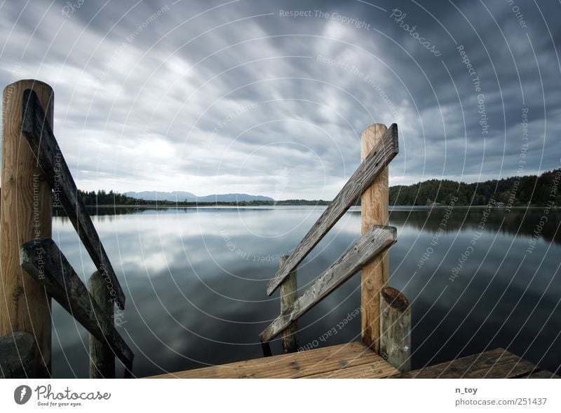 summer leaving Ferien & Urlaub & Reisen Ausflug Sommer Natur Landschaft Wasser Himmel Wolken Berge u. Gebirge Seeufer Erholung Ferne Unwetter Steg Holz dunkel