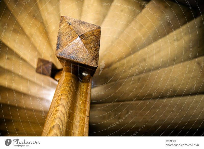 Banister Häusliches Leben Wohnung Karriere Treppe Holz alt rund Perspektive aufsteigen Treppenpfosten Treppengeländer Farbfoto Innenaufnahme Nahaufnahme Muster