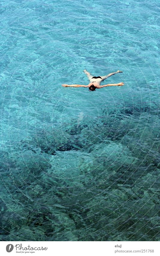 treiben lassen Erholung ruhig Ferien & Urlaub & Reisen Sommer Sommerurlaub Meer Mensch 1 Wasser Bucht Schwimmen & Baden liegen frei kalt nass blau braun grün