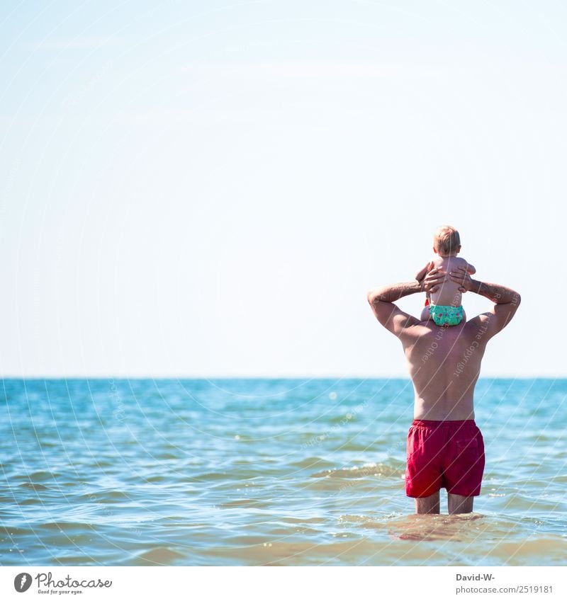 Papa passt auf mich auf Ferien & Urlaub & Reisen Ausflug Abenteuer Ferne Sommerurlaub Mensch maskulin Kind Baby Kleinkind Junger Mann Jugendliche Erwachsene