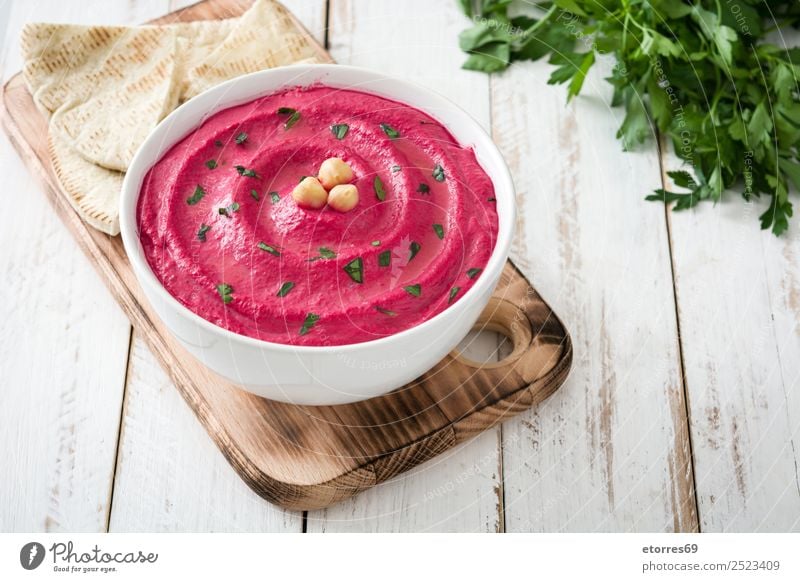 Rübenhummus Hummus Rote Beete Griechen Lebensmittel Vegetarische Ernährung Zitrone Koriander Tisch Vegane Ernährung Schalen & Schüsseln Diät Snack oliv Osten