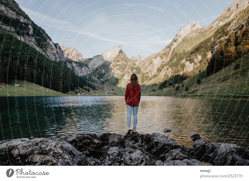 Seealpsee Freizeit & Hobby Ferien & Urlaub & Reisen Tourismus Ausflug Abenteuer Freiheit feminin Junge Frau Jugendliche 1 Mensch Umwelt Natur Landschaft Herbst