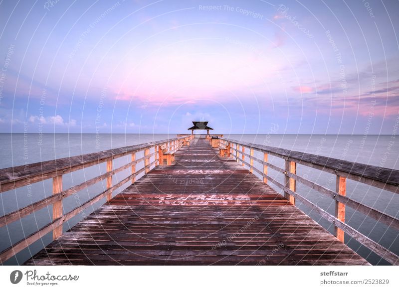 Früher Sonnenaufgang über dem Naples Pier Erholung Ferien & Urlaub & Reisen Ausflug Sommer Strand Meer Wellen Natur Landschaft Himmel Wolken Küste Holz Wasser