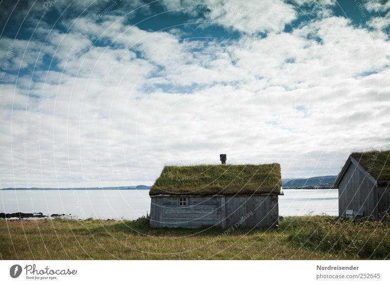 Hamningberg Tourismus Ferne Sommer Natur Landschaft Himmel Wolken Klima Schönes Wetter Fischerdorf Haus Hütte Gebäude Holz Erholung Häusliches Leben bescheiden