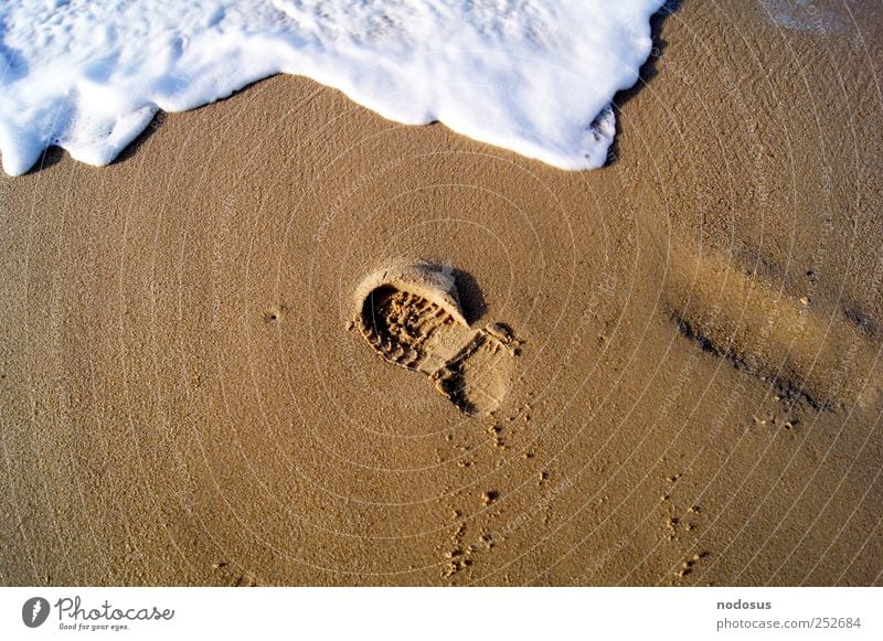 one step Ferien & Urlaub & Reisen Sonne Strand Meer Insel Fuß Unendlichkeit Frustration Nordsee Sylt Rantum Wasser Fußspur nass Schaum Meerwasser Sand Erholung