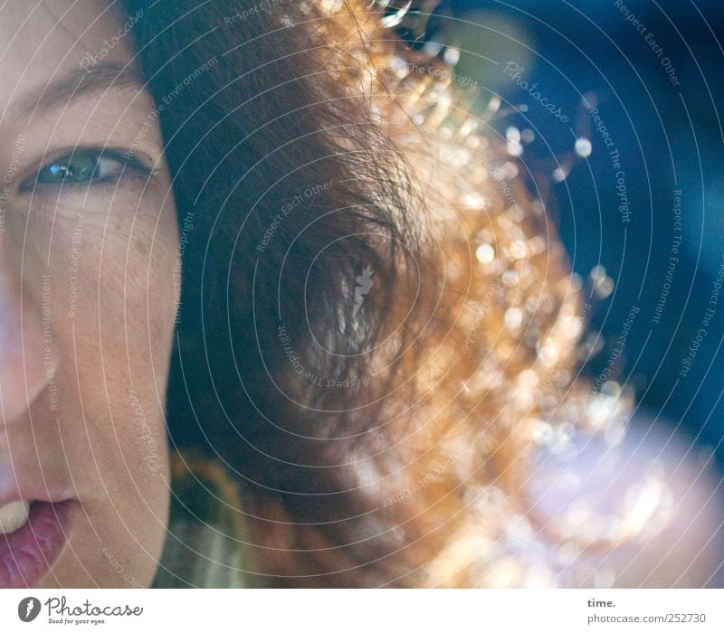 attentive girl looking into a camera Haare & Frisuren Gesicht Frau Erwachsene Auge Mund Lippen beobachten glänzend Blick träumen authentisch einzigartig