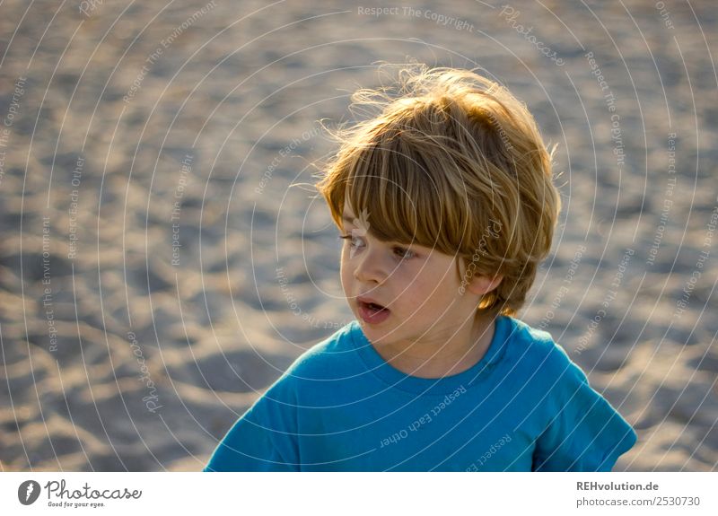 Junge am Starnd Ferien & Urlaub & Reisen Ausflug Sommer Sommerurlaub Sonne Strand Meer Mensch Kind Kindheit Kopf 1 3-8 Jahre Umwelt Natur T-Shirt