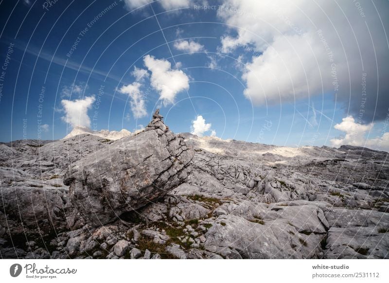 Steinernes Meer Umwelt Natur Landschaft Pflanze Urelemente Sommer Felsen Alpen Berge u. Gebirge Aggression Berchtesgadener Alpen Steinmännchen Außenaufnahme