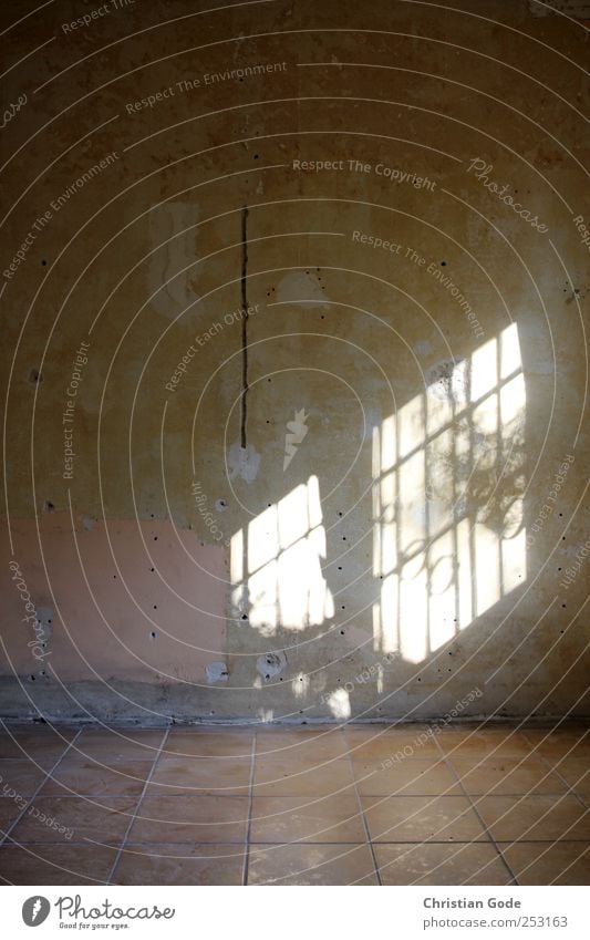 Lichtfenster Menschenleer Haus Bauwerk Gebäude Architektur Mauer Wand Fenster Stein braun Linie Fensterschatten Gitter Putz Fliesen u. Kacheln Loch rosa