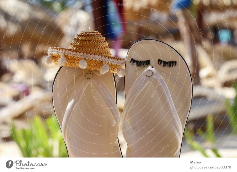 Sandalen Strand Küste Mode Salto Misserfolg Schuhe Ferien & Urlaub & Reisen Meer paarweise Sommer Sonne Reisefotografie tropisch Wasser Wellen weiß Sombrero