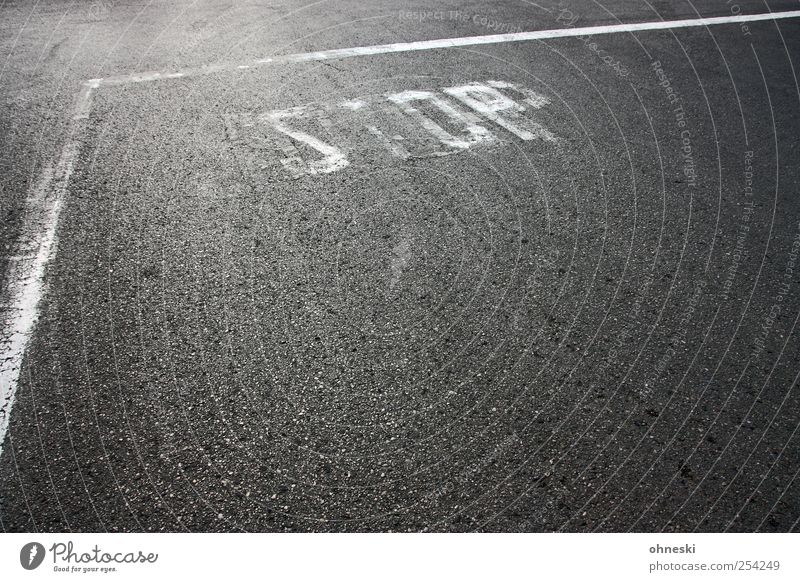 Stop Verkehr Verkehrswege Straßenverkehr Verkehrszeichen Verkehrsschild Schriftzeichen Schilder & Markierungen Linie Verbote stoppen Stoppschild Farbfoto