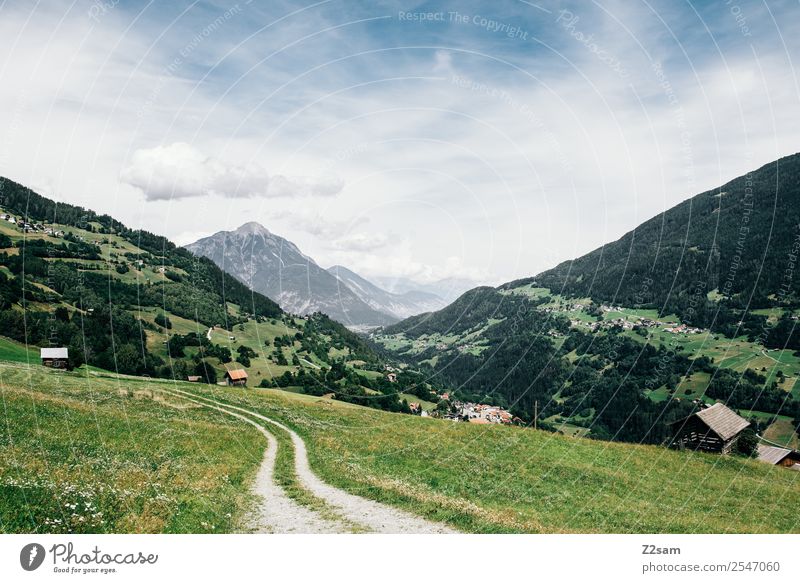 Pitztal / Austria Ferien & Urlaub & Reisen Sommer Sommerurlaub wandern Umwelt Natur Landschaft Schönes Wetter Gras Alpen Berge u. Gebirge Dorf Ferne frisch