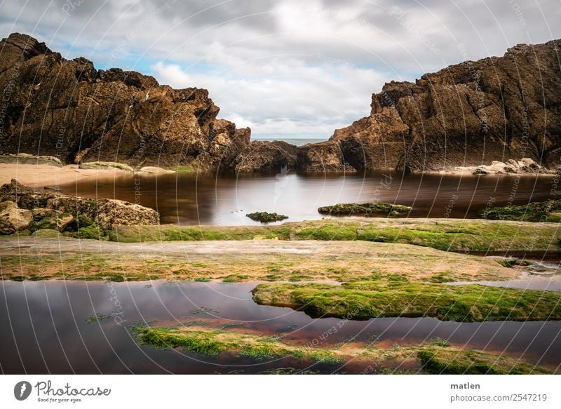 Wellenbrecher Natur Landschaft Pflanze Luft Wasser Himmel Wolken Horizont Sommer Schönes Wetter Felsen Küste Strand Bucht Riff Meer Menschenleer maritim wild