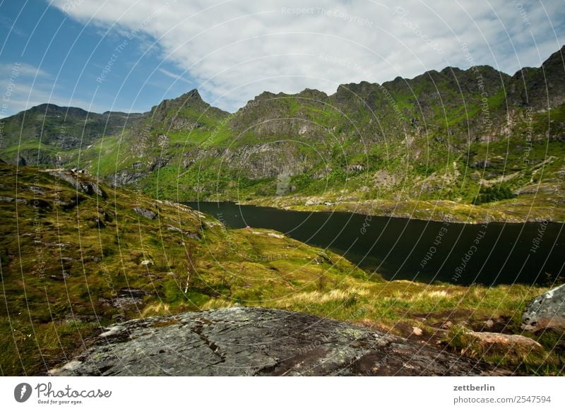 Munkebu Lofoten Felsen Ferien & Urlaub & Reisen Fjord Himmel Himmel (Jenseits) Horizont Insel Landschaft maritim Meer Natur Norwegen Reisefotografie