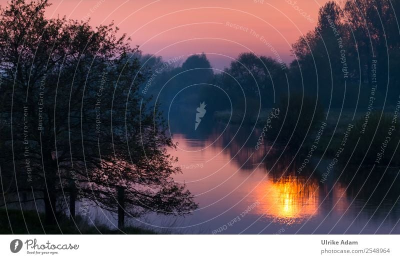 Sonnenaufgang am Fluss - Natur und Landschaft Glück Abenteuer Innenarchitektur Dekoration & Verzierung Tapete Wasser Herbst Winter Nebel Baum Moor Sumpf Bremen