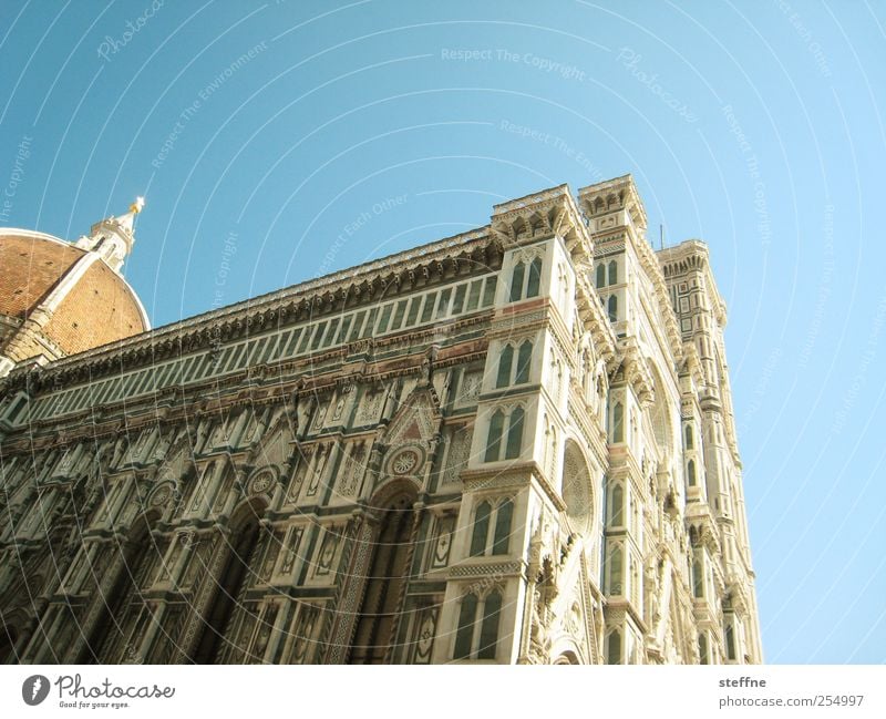 geblümte Maria Wolkenloser Himmel Schönes Wetter Florenz Italien Toskana Stadtzentrum Altstadt Kirche Dom Bauwerk Architektur Fassade Sehenswürdigkeit