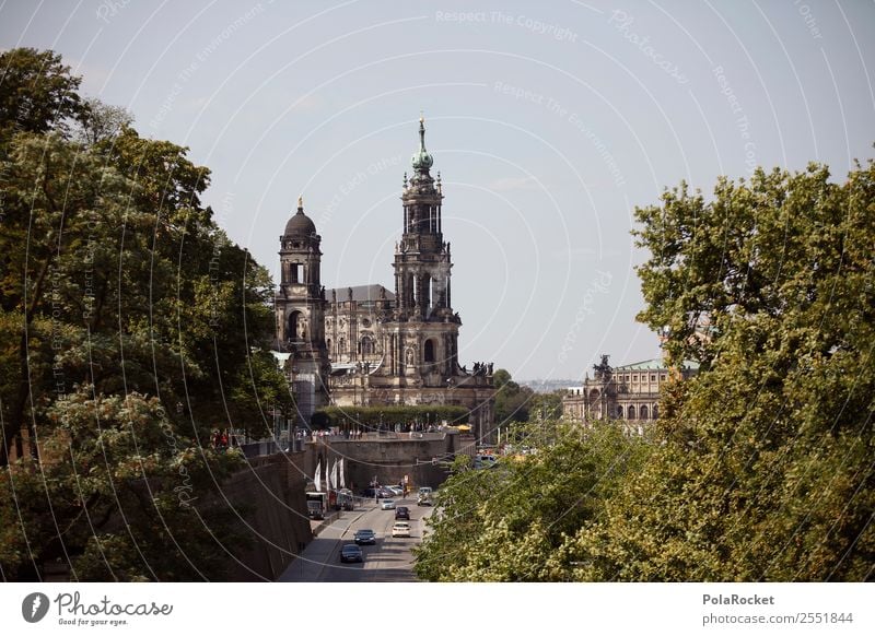 #A# Dresdner Durchblick Haus Religion & Glaube Brühlsche Terrasse Dresden Elbe Elbufer Hofkirche Dresden Barock Großstadt Sandstein Sachsen Farbfoto