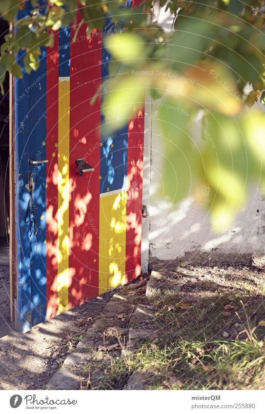 Lichterspiel. Kunst Abenteuer ästhetisch Spielen Kindergarten Tür mehrfarbig Kreativität gestalten gestrichen regenbogenfarben Lichtspiel Schatten Sommer