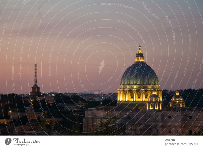 Dom Städtereise Himmel Rom Italien Vatikan Hauptstadt Stadtzentrum Bauwerk Architektur Petersdom leuchten dunkel Farbe Religion & Glaube Sightseeing Päpste