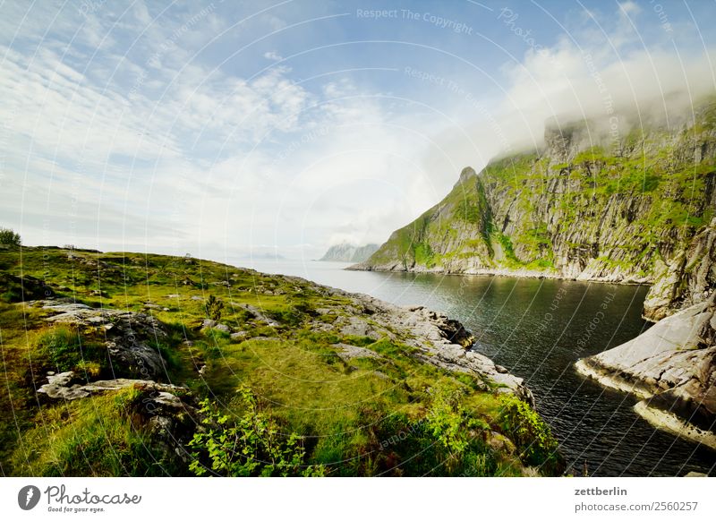 Å again Polarmeer Europa Felsen Ferien & Urlaub & Reisen Fjord Himmel Himmel (Jenseits) Horizont Insel Landschaft Lofoten maritim Meer Natur nordisch Norwegen