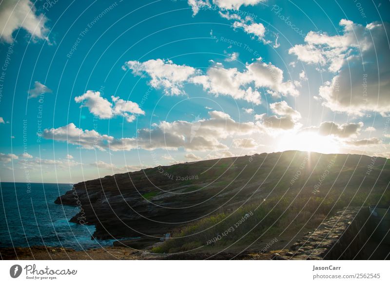 Strand und Hawaii Pazifik auf der Insel Oahu, Amerika Ferien & Urlaub & Reisen Tourismus Ausflug Sommer Meer Natur Himmel Wolken Hügel Paket grün amerika USA