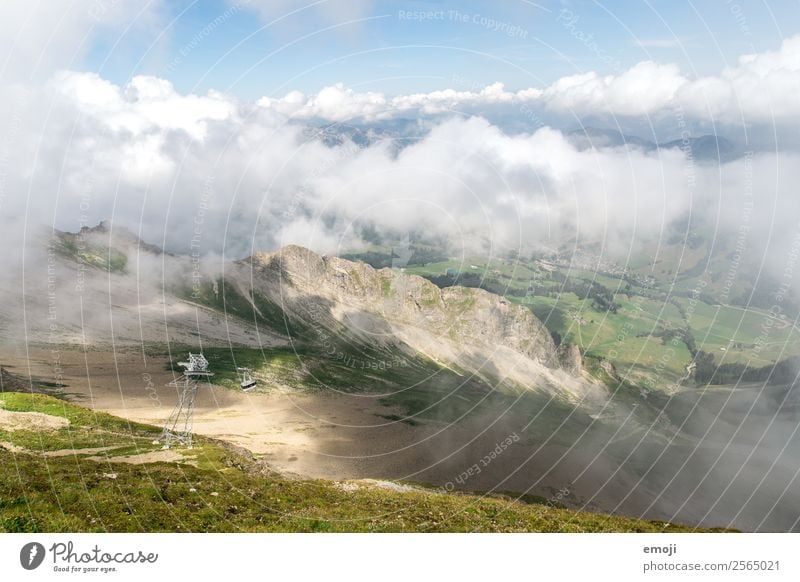 Seilbahn Umwelt Natur Landschaft Wolken Sommer Herbst Klima Wetter Alpen Berge u. Gebirge natürlich Tourismus Brienzer Rothorn Schweiz Wanderausflug Farbfoto