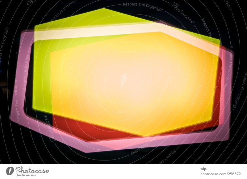 hexagon 2 Leuchtkasten leuchten mehrfarbig gelb grün rosa rot schwarz bizarr Lichteffekt Sechseck polygon Doppelbelichtung Farbenspiel Reaktionen u. Effekte