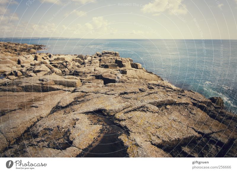 rocky coast Umwelt Natur Landschaft Urelemente Erde Wasser Himmel Wolken Felsen Küste Meer Insel blau grau Cornwall England Großbritannien Horizont Felsküste