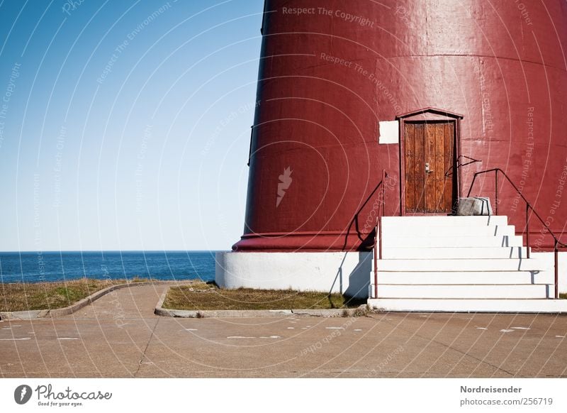 Slettnes fyr Ferien & Urlaub & Reisen Tourismus Ferne Sommer Sonne Landschaft Wolkenloser Himmel Schönes Wetter Meer Leuchtturm Bauwerk Gebäude Architektur