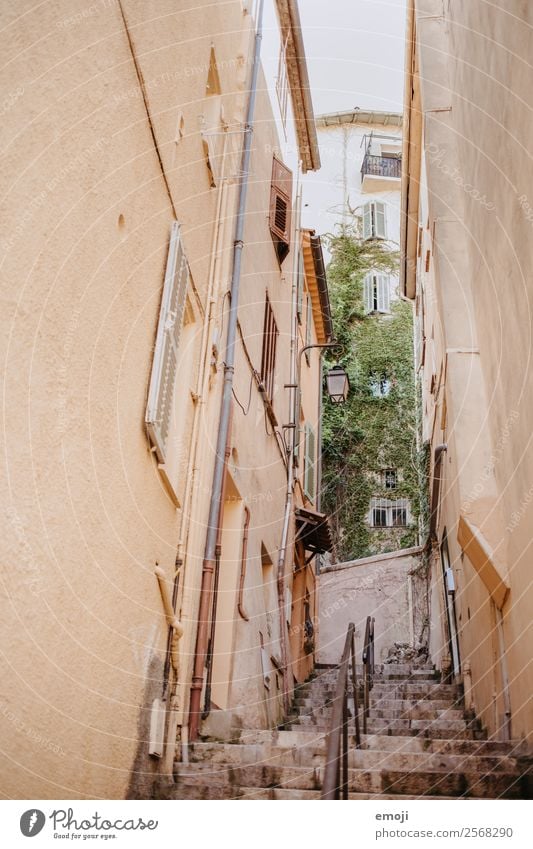 Antibes Kleinstadt Haus Mauer Wand Treppe Fassade Gasse eckig historisch antibes Farbfoto Außenaufnahme Menschenleer Tag Weitwinkel