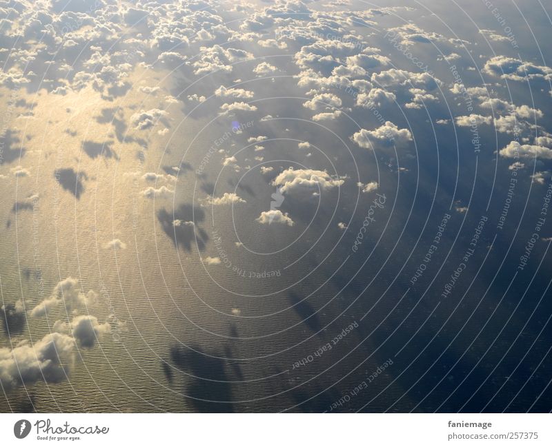 floating Luft Wasser Meer träumen Mittelmeer Wolken blau hell-blau weiß schimmern schön ruhig Freiheit Farbfoto Außenaufnahme Luftaufnahme Morgendämmerung Licht