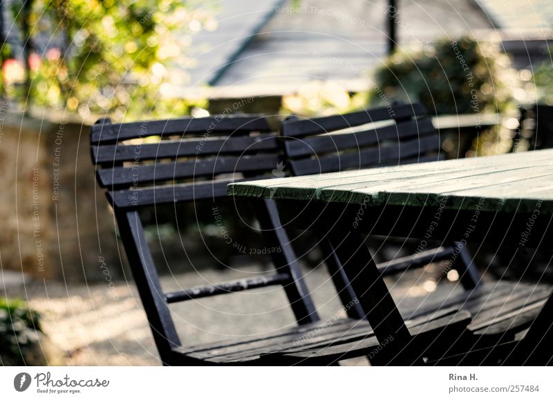 Heuriger II Terrasse warten authentisch hell natürlich Lebensfreude Geborgenheit Straußwirtschaft Gartenstuhl Holztisch gemütlich Farbfoto Gedeckte Farben