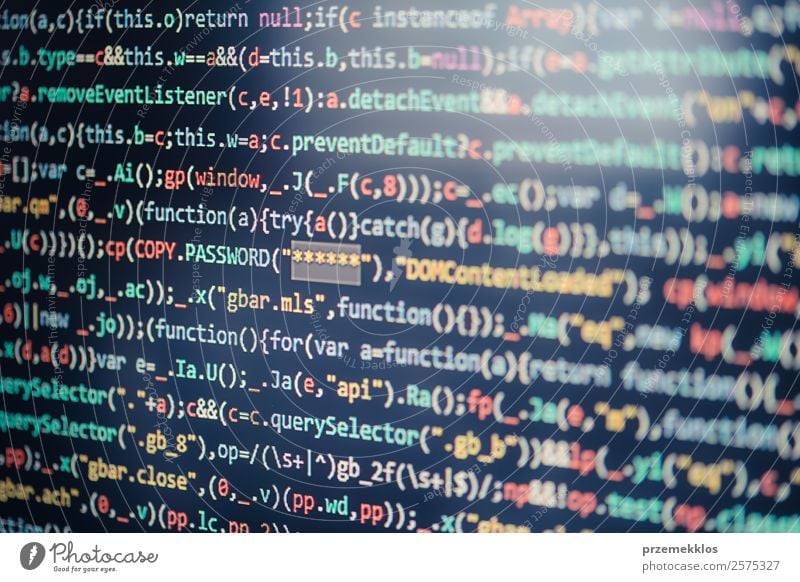 Computerbildschirm mit Anzeige des Programmcodes Beruf Notebook Bildschirm Software Technik & Technologie High-Tech Telekommunikation Informationstechnologie