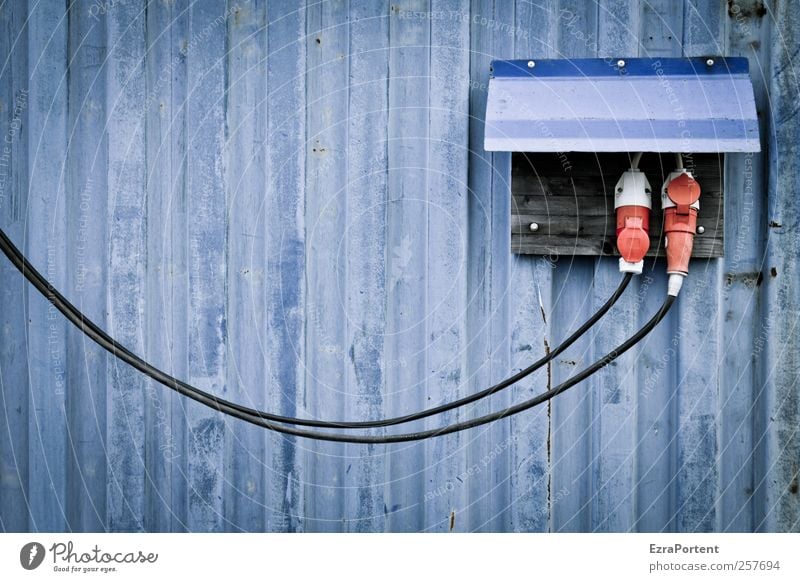 blue strom Industrie Handwerk Baustelle Energiewirtschaft Kabel Technik & Technologie Gebäude Metall trashig blau rot schwarz Elektrizität Stromkasten Linie