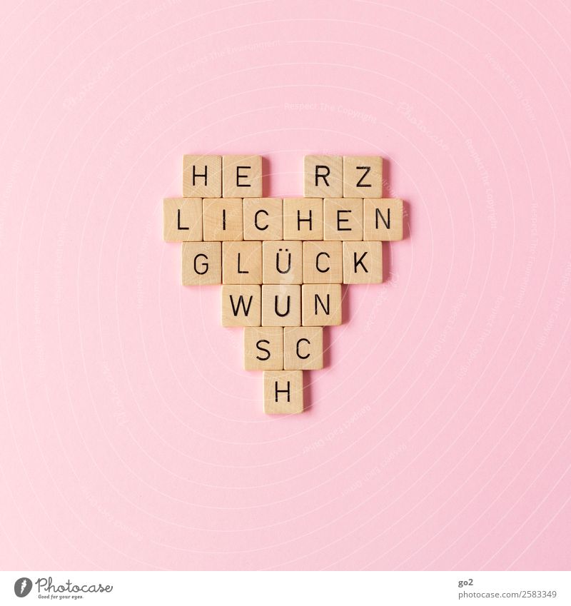 Herz-lichen Glückwunsch Feste & Feiern Valentinstag Muttertag Hochzeit Geburtstag Dekoration & Verzierung Geschenk Holz Zeichen Schriftzeichen rosa Gefühle