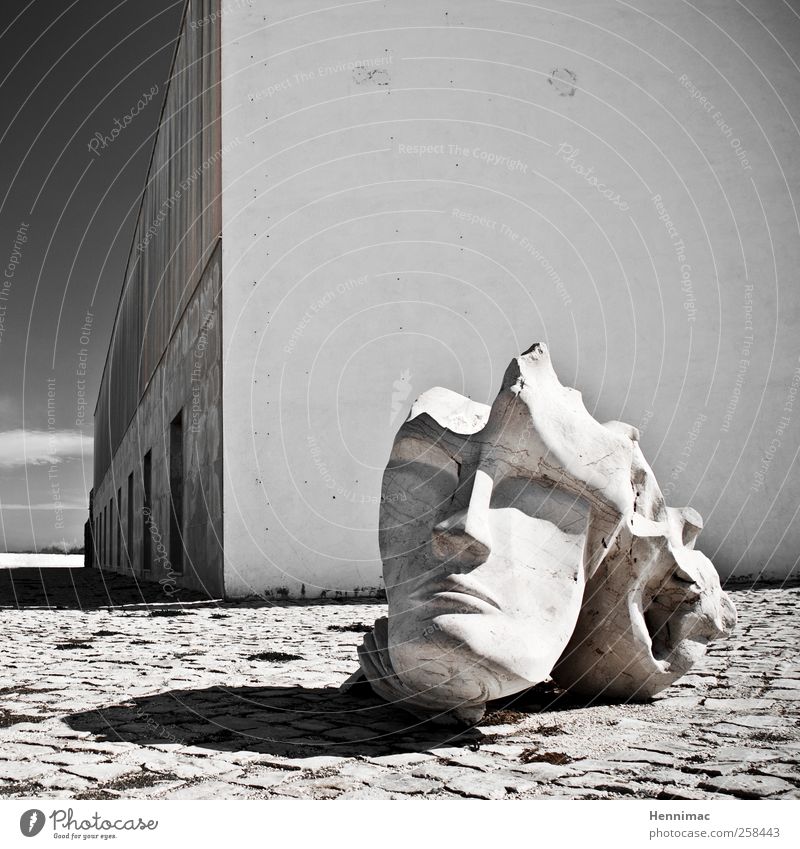 Zerbrochener Geist. Sommer Künstler Museum Kunstwerk Skulptur Bauwerk Gebäude Architektur Mauer Wand Fassade Sehenswürdigkeit Stein Beton ästhetisch kalt grau