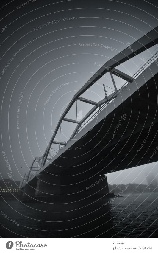 Auf der anderen Seite des Flusses [4] Wasser Himmel Wolken schlechtes Wetter Nebel Rhein Mannheim Ludwigshafen Stadt Brücke Bauwerk Architektur