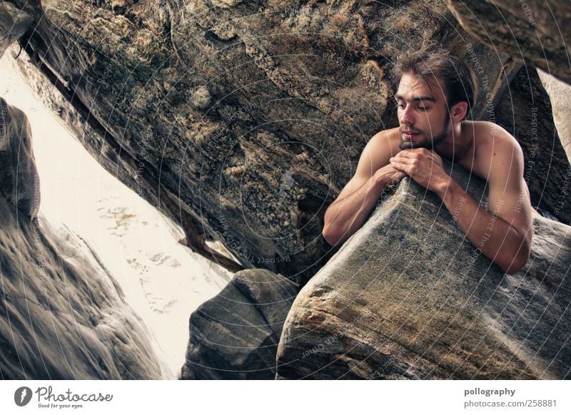 remember me?! Mensch maskulin Junger Mann Jugendliche Erwachsene Leben Kopf Arme 1 18-30 Jahre Natur Landschaft Sommer Schönes Wetter Felsen nackt Gefühle