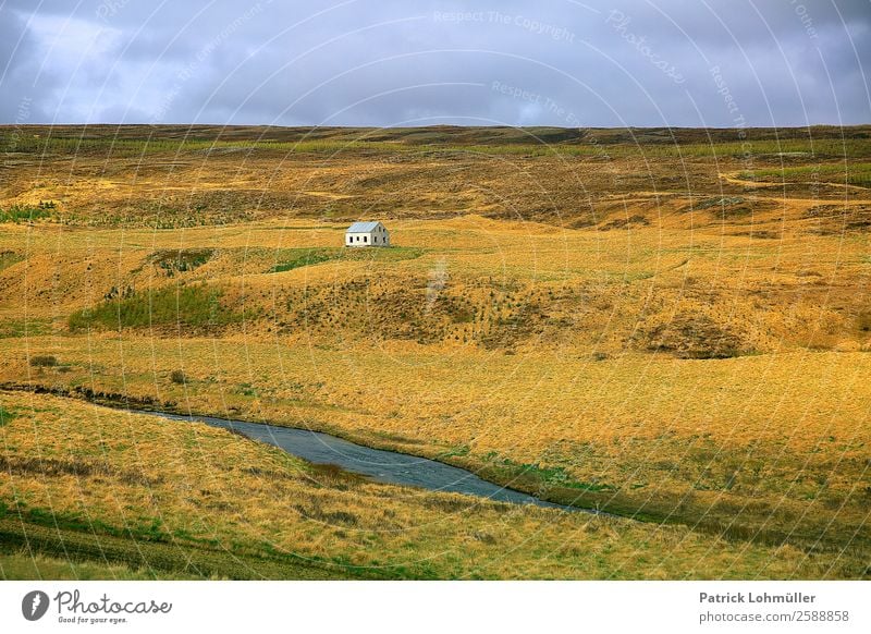 Islands Metropolen Häusliches Leben Haus Umwelt Natur Landschaft Erde Wasser Himmel Klima Schönes Wetter Gras Hügel Insel Europa Dorf alt außergewöhnlich kalt