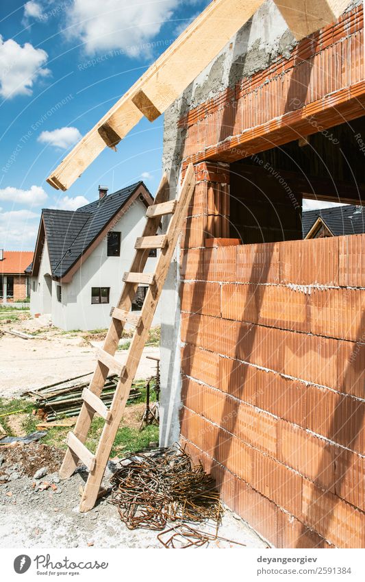 Bau eines neuen Hauses Berge u. Gebirge Familie & Verwandtschaft Himmel Gebäude Architektur authentisch modern blau schwarz weiß Konstruktion heimwärts