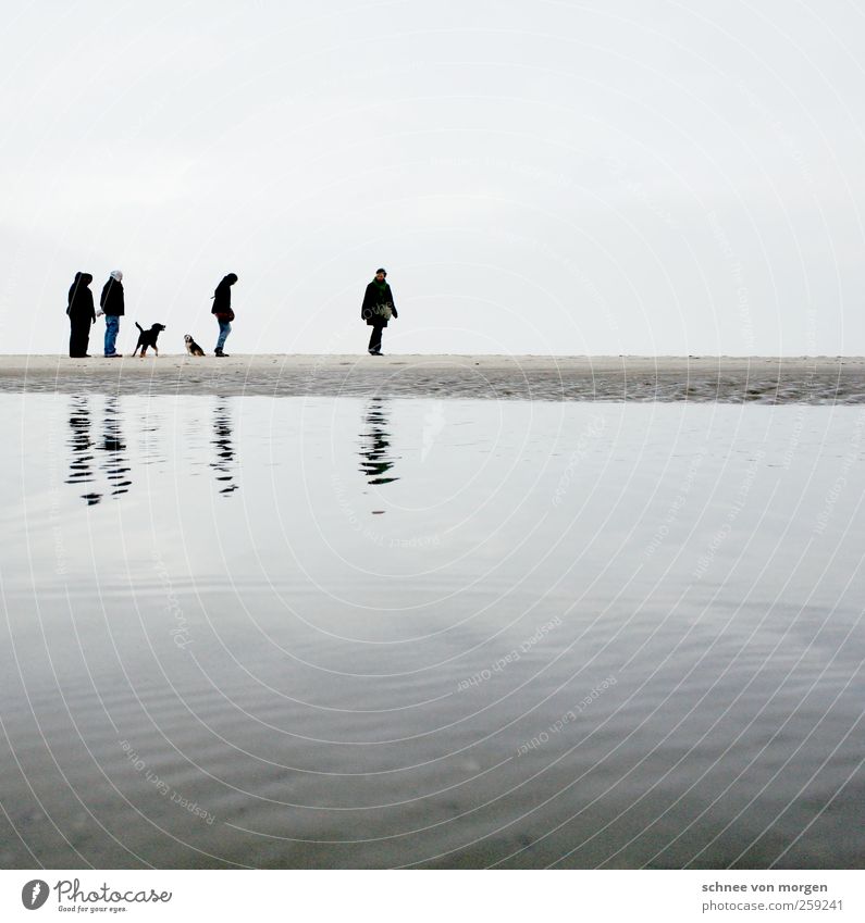 weggefährten Mensch maskulin 4 Menschengruppe Menschenmenge Umwelt Natur Landschaft Sand Wasser Himmel Wolkenloser Himmel schlechtes Wetter Wellen Strand Meer